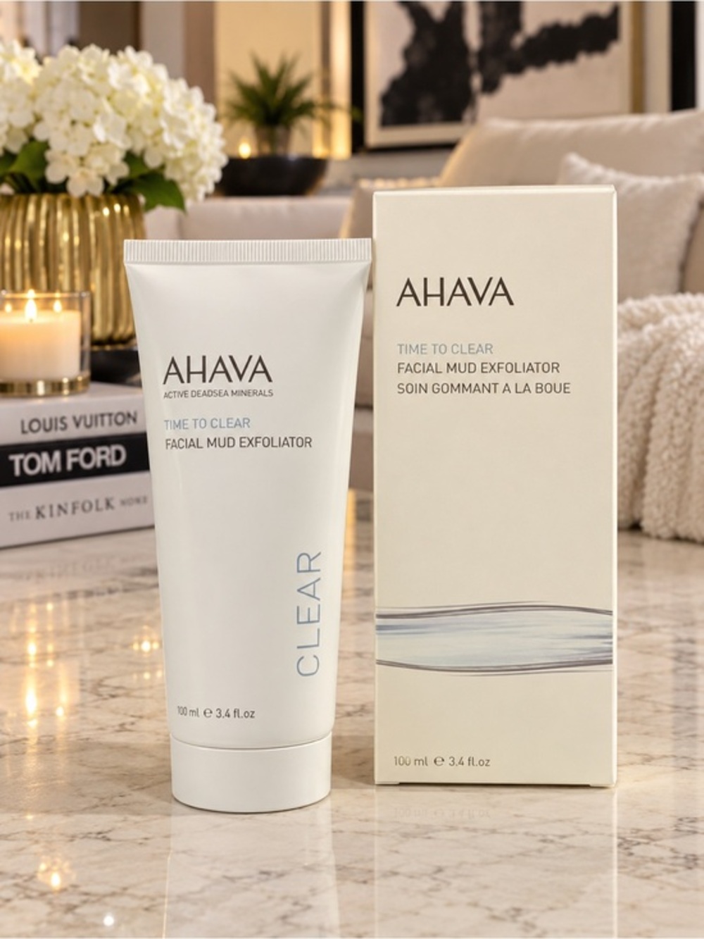 AHAVA Time to Clear Facial Mud Exfoliator 100 mL Full Size NEW